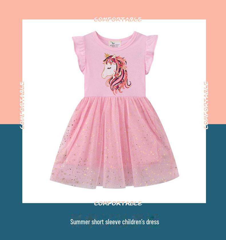 Стильное летнее платье для девочек 2024 года — европейский и американский дизайн