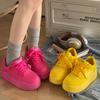 Spring and Summer 2025 New Orange Yellow Platform Casual Lace-up Board Shoes Women's College Style Round Head Versatile Height-increasing Shoes
