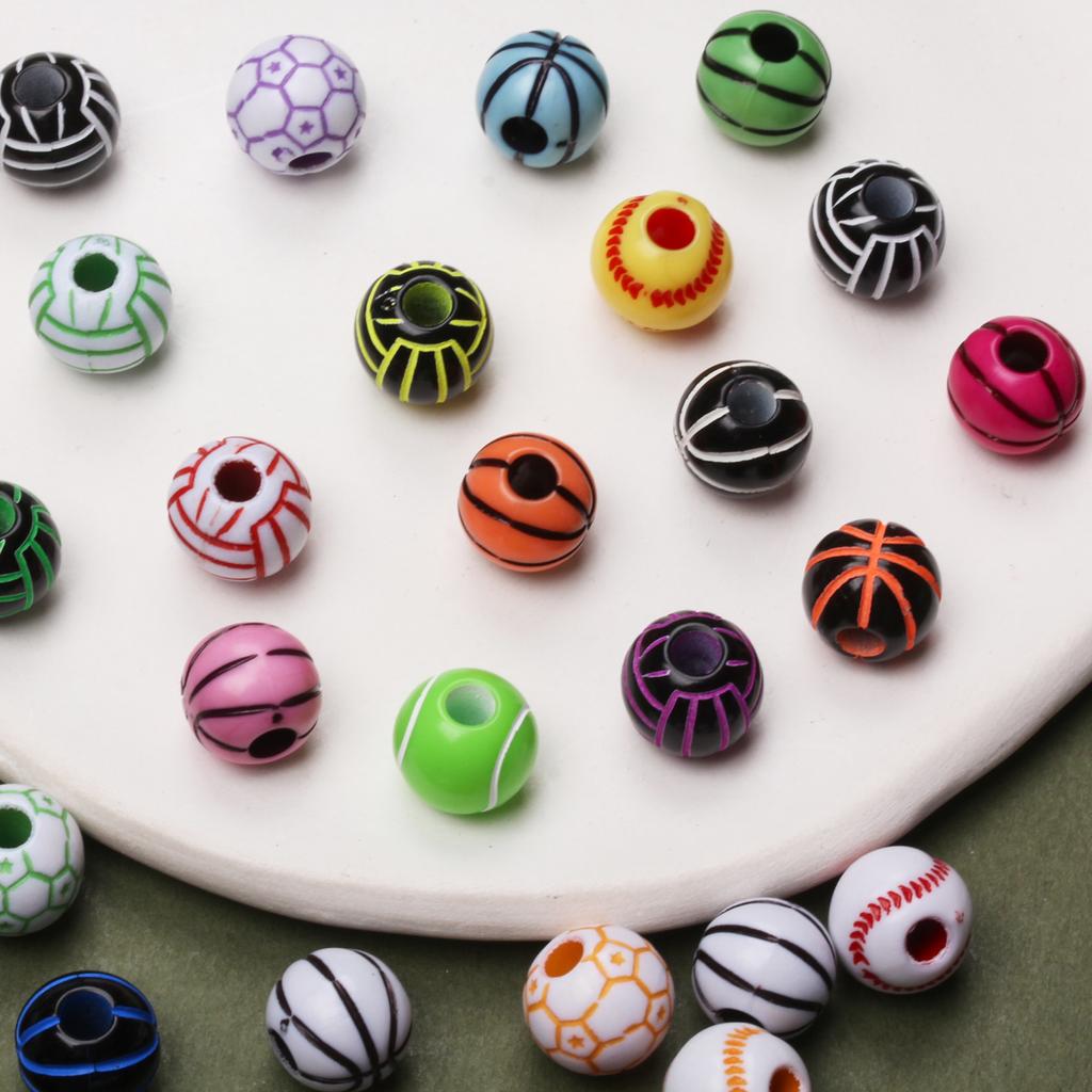 10 шт. 15,5 мм бусины для регби 11 мм баскетбольный футбольный мяч акриловые россыпью бусины с отверстием для изготовления ювелирных изделий принадлежности круглые подвески аксессуары