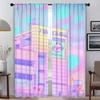 City Pop Curtains for Bedroom Halloween Decoration Kitchen Curtains 2 Pieces Window Curtain Partition Living Room Curtain Shades
