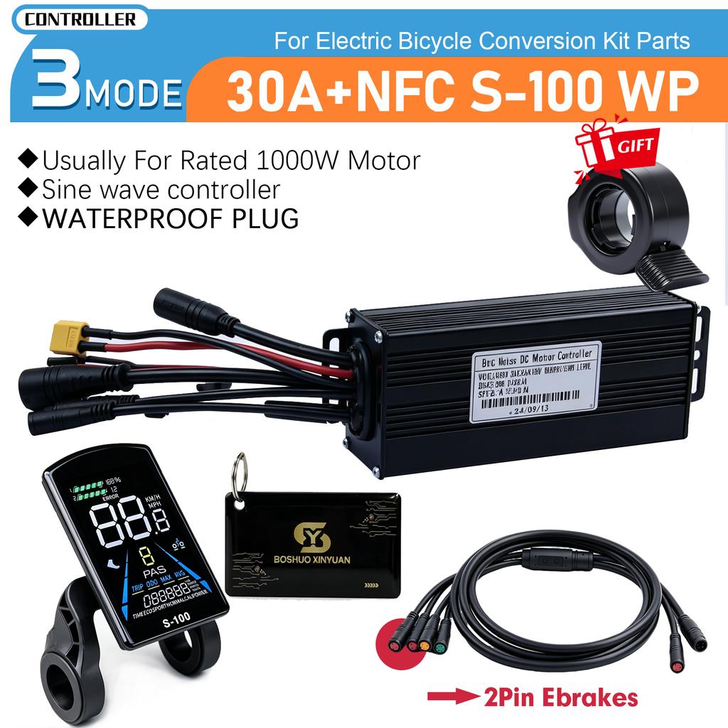 Electric Bike 17A 26A 30A BLDC Three-Mode Waterproof SineWave Controller 24V36V48V 250W750W1000W For Ebike Conversion Kit Parts