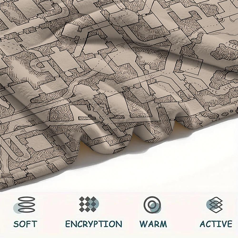 1 шт. Фланелевое одеяло с принтом D&D Dungeon and Dragons, Высокое качество, Для всех сезонов, Декор для дома, Тепло и уют, Идеально для рождественских подарков