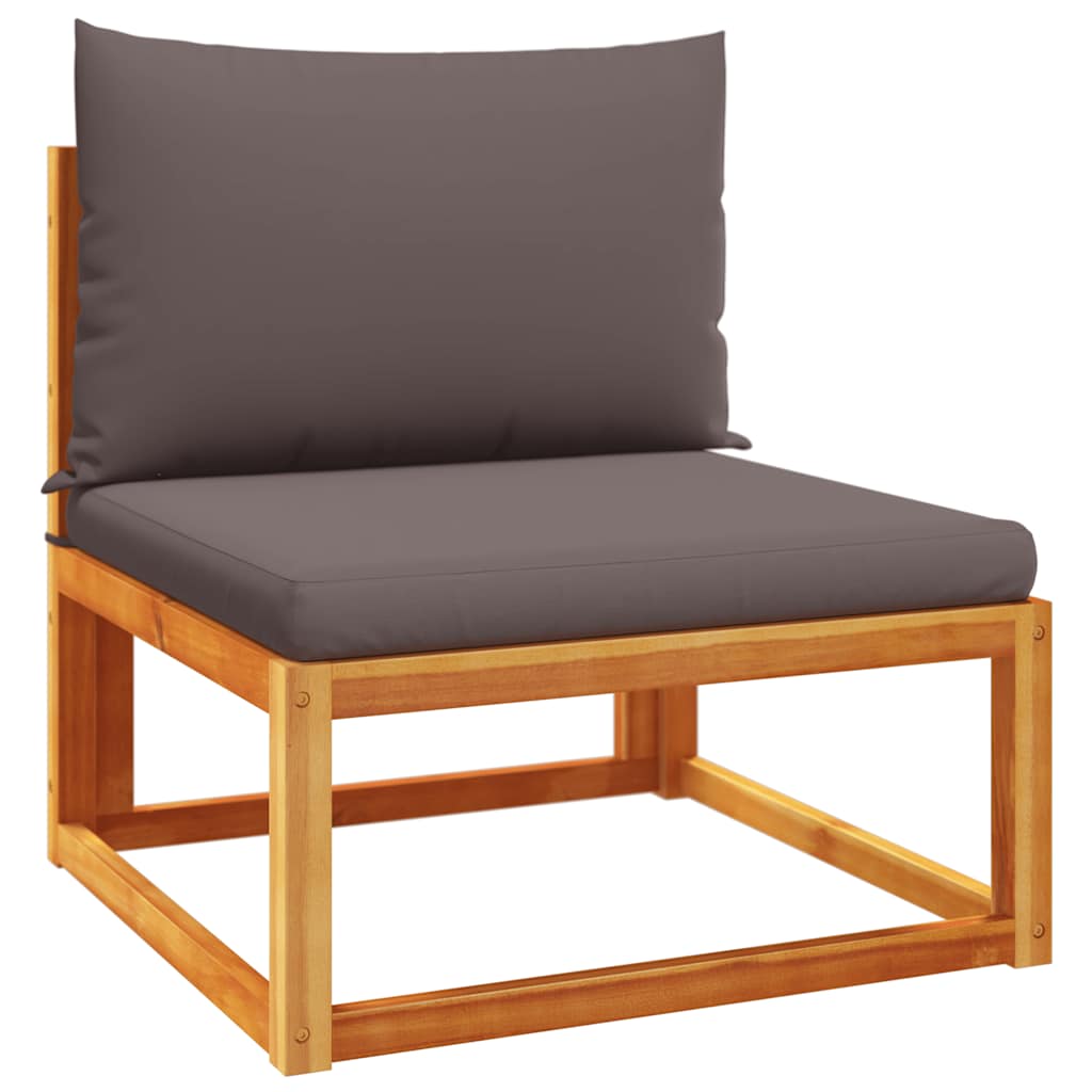 Garden Sofa without Armrests with Cushions Acacia Wood & Rattan