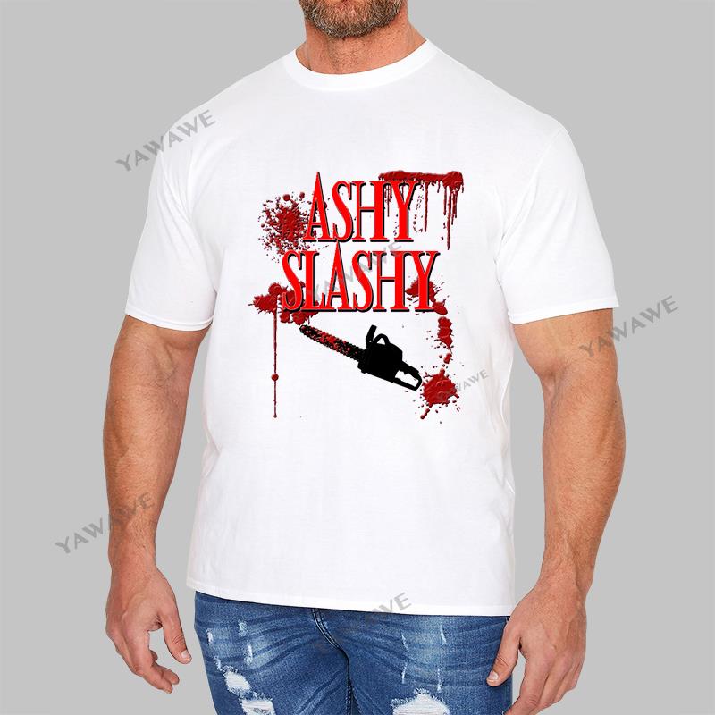 Ashy Slashy Chainsaw T shirt Unisex Blood Letter Print Tees Ash Vs Evil Dead TShirt Fashion Short Sleeve Saws Costume Mal tshirts