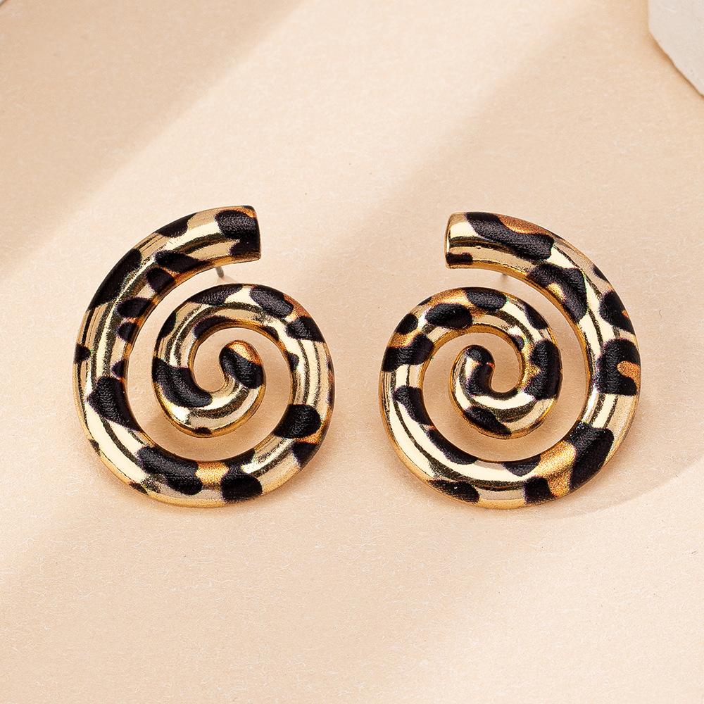 European and American Geometric Spiral Earrings