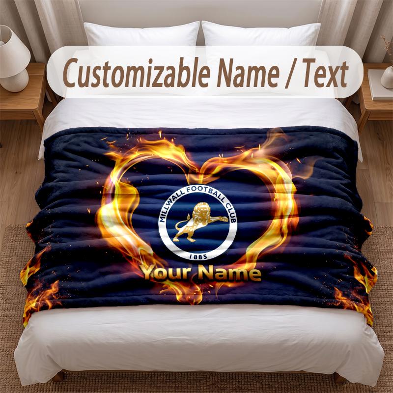 Monaco FC Printed Flannel Blanket Custom Name Text Soft Warm Throw For Bedroom Holiday Gift