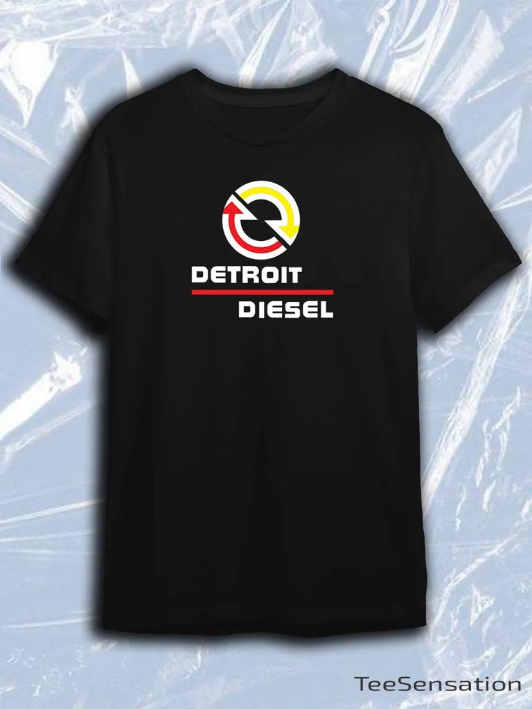 Detroit Diesel Black Crew Neck Short Sleeve T-Shirt with Red Yellow Circle Logo
