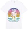Retro Astronaut Vaporwave Sunset Grid Graphic Tee Men Casual Short Sleeve TShirt