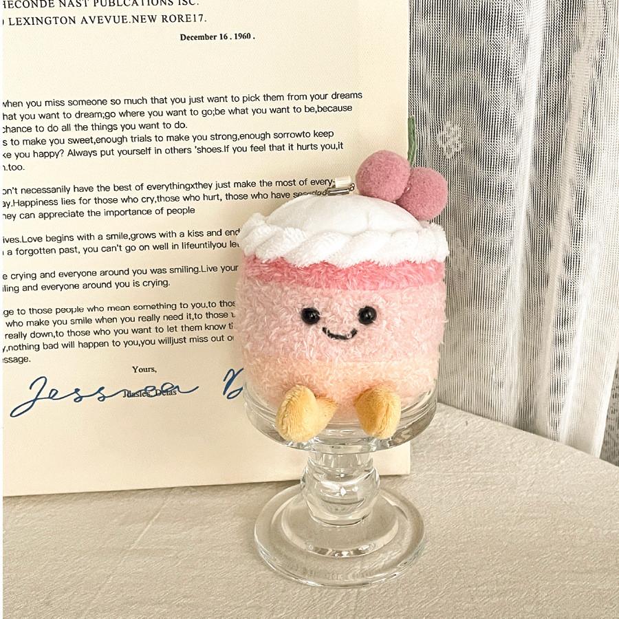 Cherry Cake Plush Keychain With Pp Cotton Filling For Birthday Gift Decoration Special Characters Included