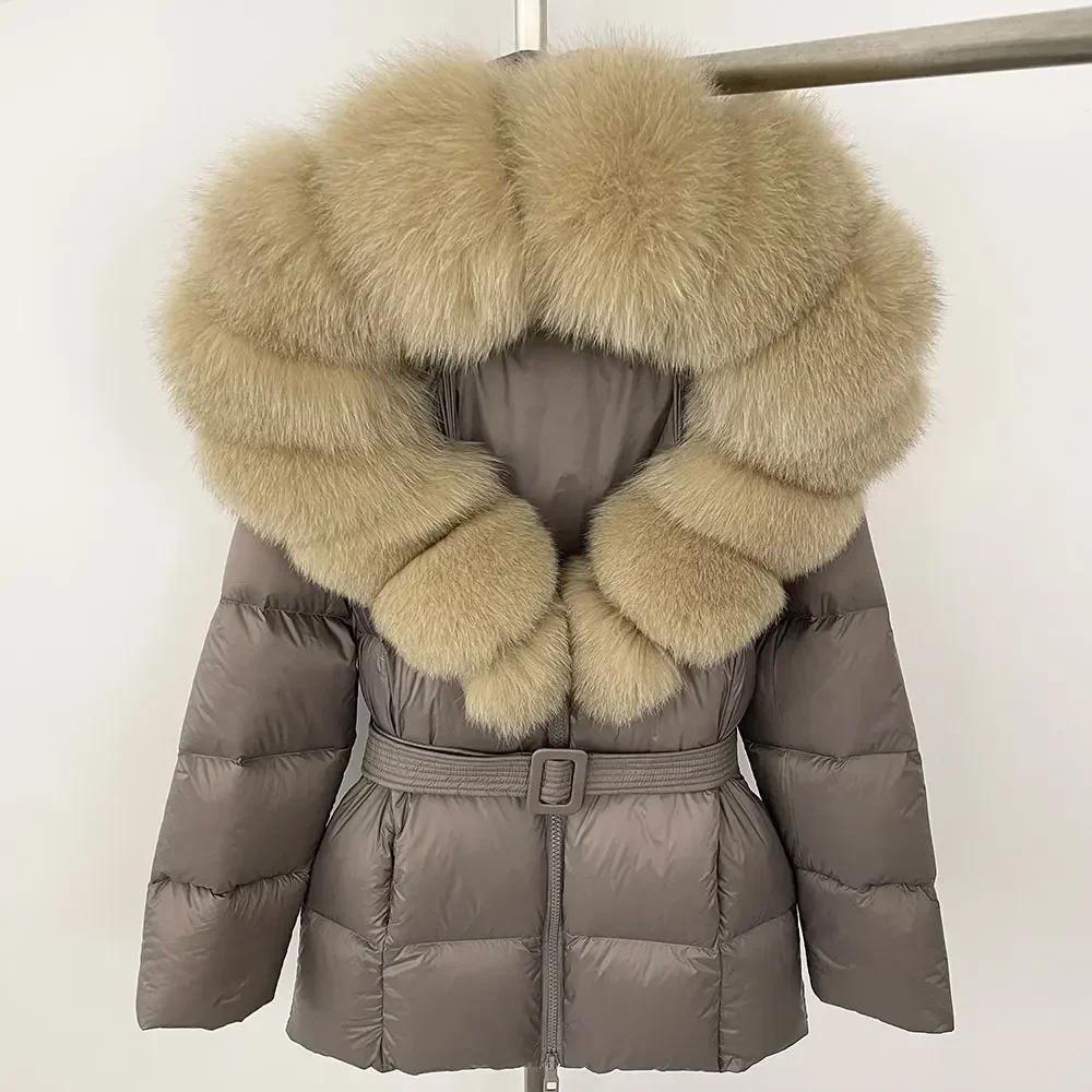 OFTBUY 2024 Белый утиный пух пальто толстый теплый 90% зимняя куртка женская натуральный мех енота лисы воротник с капюшоном женский повседневный