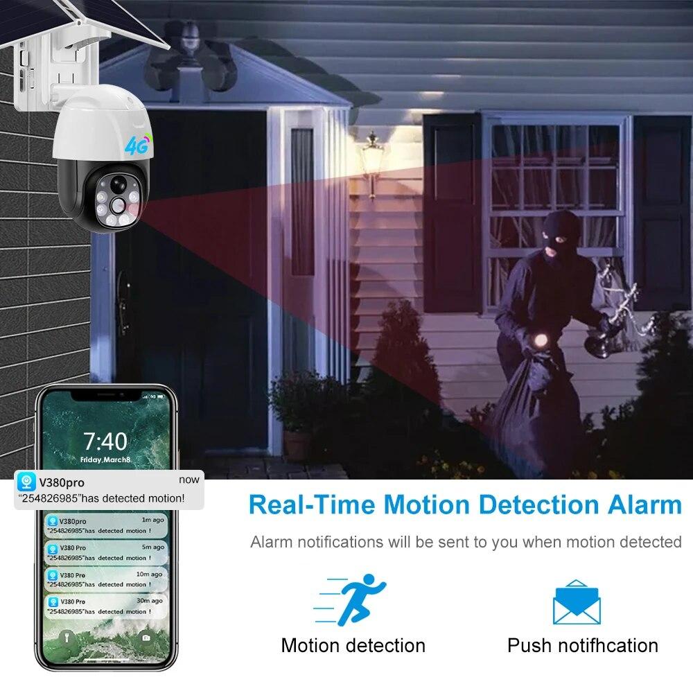 Солнечная камера, беспроводная Wi-Fi 4G, солнечная батарея, наружная охранная камера видеонаблюдения, умная домашняя PIR-камера видеонаблюдения