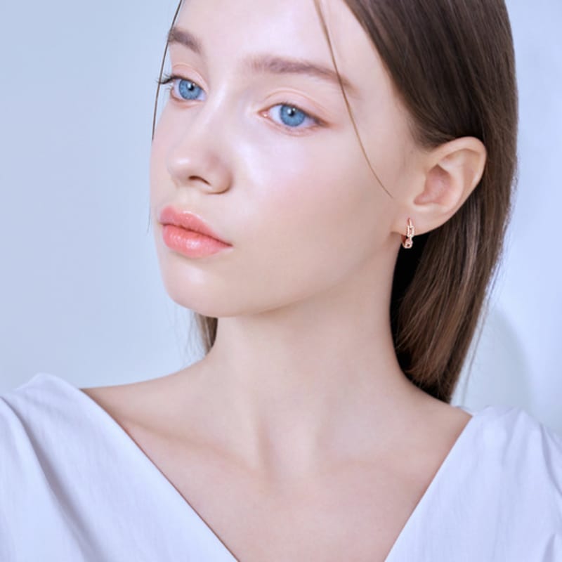 Ювелирные изделия ELLE Цепочка из 14-каратного золота Серьги-кольца с застежкой-клипсой (Золотой пин) ELGPEE440