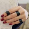 Trendy Finger Open Band Above Stack Ring Set Knuckle Ring Black Midi