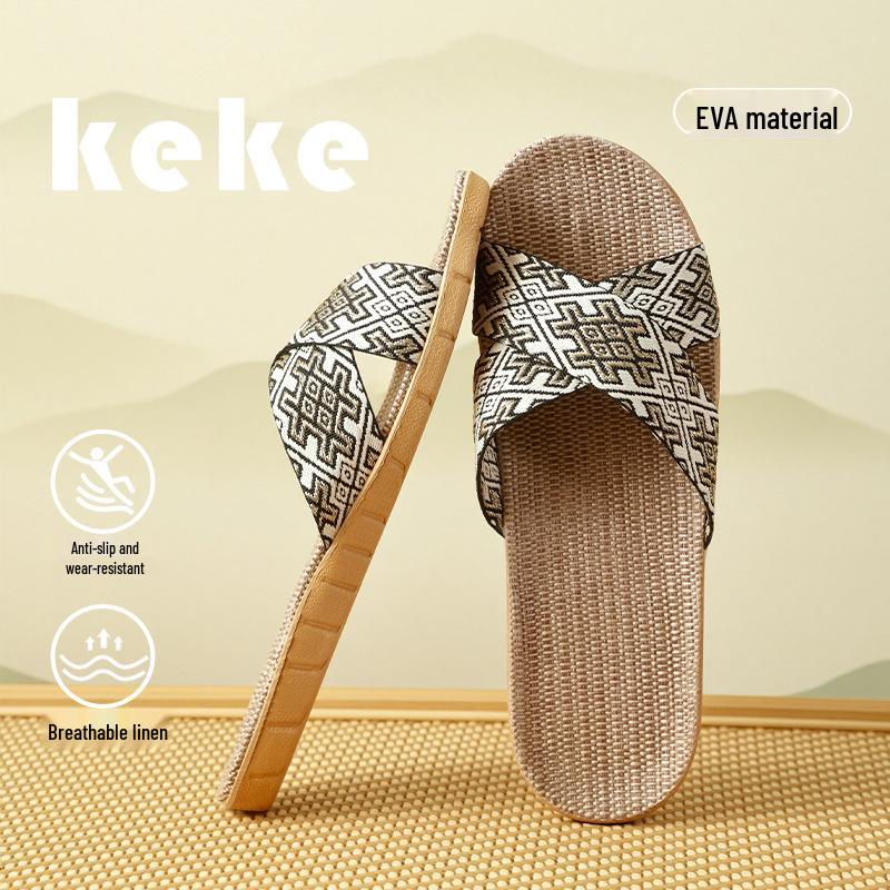FL Four Seasons Women's Linen Deodorant Anti-slip Indoor/Outdoor Silent Slippers