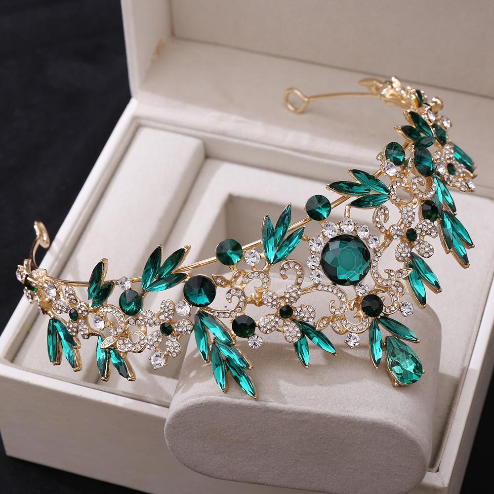 Diamond Popular Rhinestone Headband, Luxury Baroque Crystal Leaf Wedding Bridal Crown