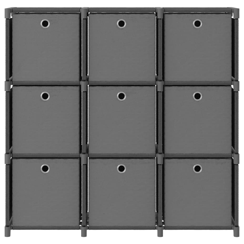 Cube Shelf with 9 Fabric Bins Gray 103 x 30 x 107.5 cm Fabric