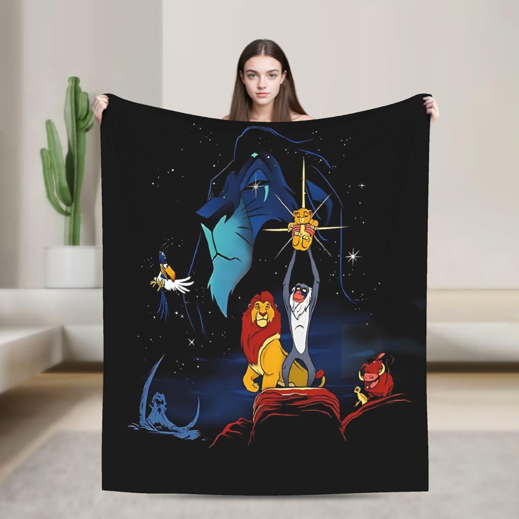 The Lion King Simba Anime Blankets Velvet Anime Warm Throw Blanket for Outdoor Travel Bedspread