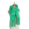 Европейский и американский осенне-зимний новый женский платок с длинной кисточкой, грубая борода, травянисто-зеленый толстый однотонный шарф