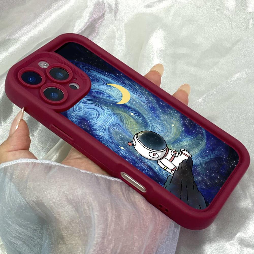 JT111 Мультяшный Астронавт Приключение в Космосе для iPhone 17 16 15 Pro Max Samsung S26 S25 S24 Ultra A17 A16 A07 A56 Xiaomi 15T Redmi 15c 14 Мягкий ТПУ Чехол