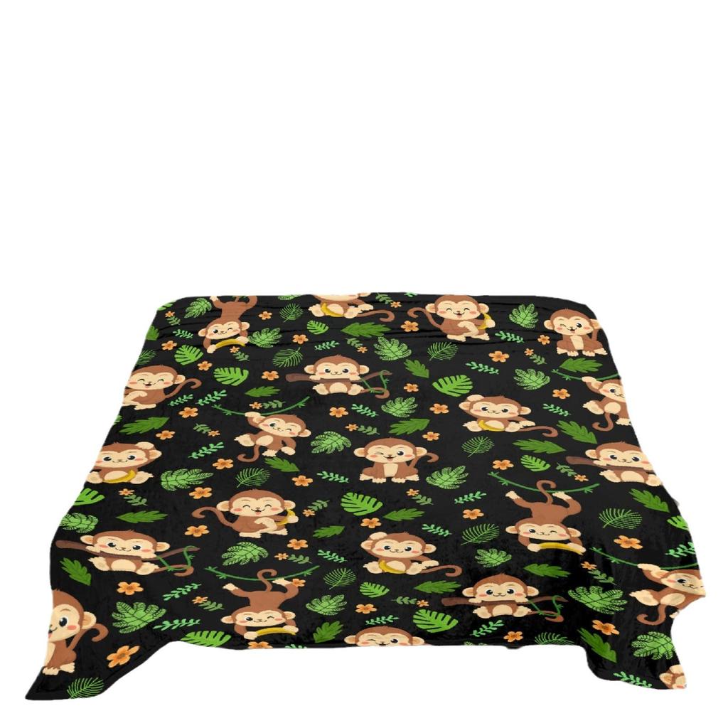 Cartoon monkey animal print blanket Soft and lightweight flannel blanket for bedroom sofa decoration