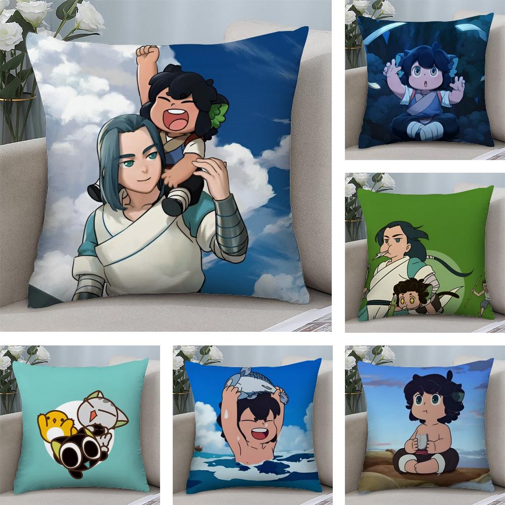Anime The Legend of Hei Cushion Cover Soft Plush Fabric Double-Sided Printed Sofa Cushion Cover for All Seasons Home Decor Gift