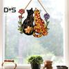 Dual Cat Flower Hanging Decoration Front Door Wall Window Acrylic Kitten Animal Floral Ornament Pendant Christmas Festival Gift