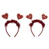 Delicate Banquet Party Hair Hoop with Heart Girls Valentines Headband with Tinsel Woman Teens Glitter Hair Accessory