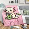 Axolotl Drink Green Boba Customize Your Name Blanket Warm Comfortable And Soft Blankets Are Suitable For Home Lunch Break Blanket Office Sofa Sofa