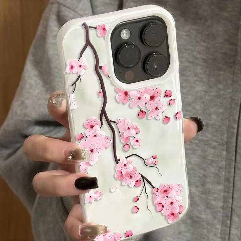 Эстетичный розовый чехол с цветами для iPhone 17 16 Pro 15 14 Plus 11 12 13 Pro Max Air 16E Волнистая текстура Ударопрочный Мягкий чехол из ТПУ