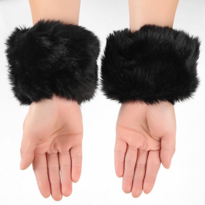 Faux Furs Cuffs Furry Wrist Bands Leg Warmers Wrist Cuffs Warmer Boot Cuffs for Women Party Cosplay Costumes Accessories