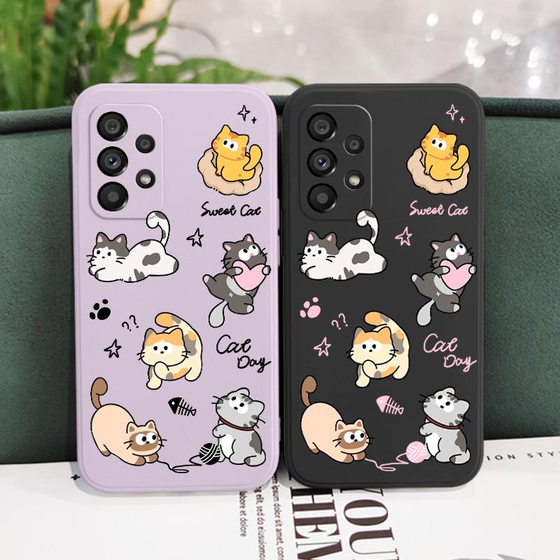 Чехол-клубок ниток для кошек для Samsung Galaxy A73 A53 A33 A23 A56 A36 A26 A16 A13 A72 A52 A32 A22 A06 A71 A51 A31 A21S 4G 5G