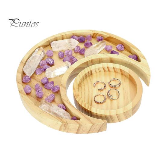 Moon Star Wooden Plate Jewelry Tray Smooth Edge Burr Free Dessert Party Serving Tray Ramadan Decoration