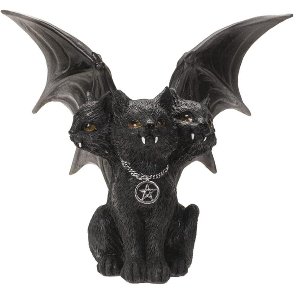 Pacific Giftware Полирезиновая фигурка трехголового черного кота с крыльями, Декор для дома/улицы для новоселов, молодоженов и соседей