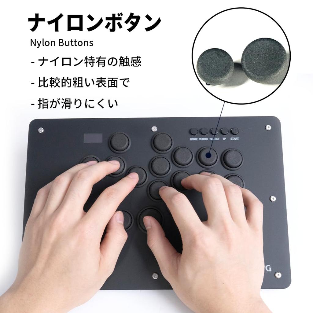 TIKITAKA FTG T16B T Series Classic Button Layout Nylon Button Leverless Controller 12mm Ultra Thin SF6 Game Controller for Arcade Fighting Games For