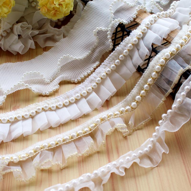 Японско-корейская кружевная тесьма с жемчугом для DIY одежды и домашнего текстиля