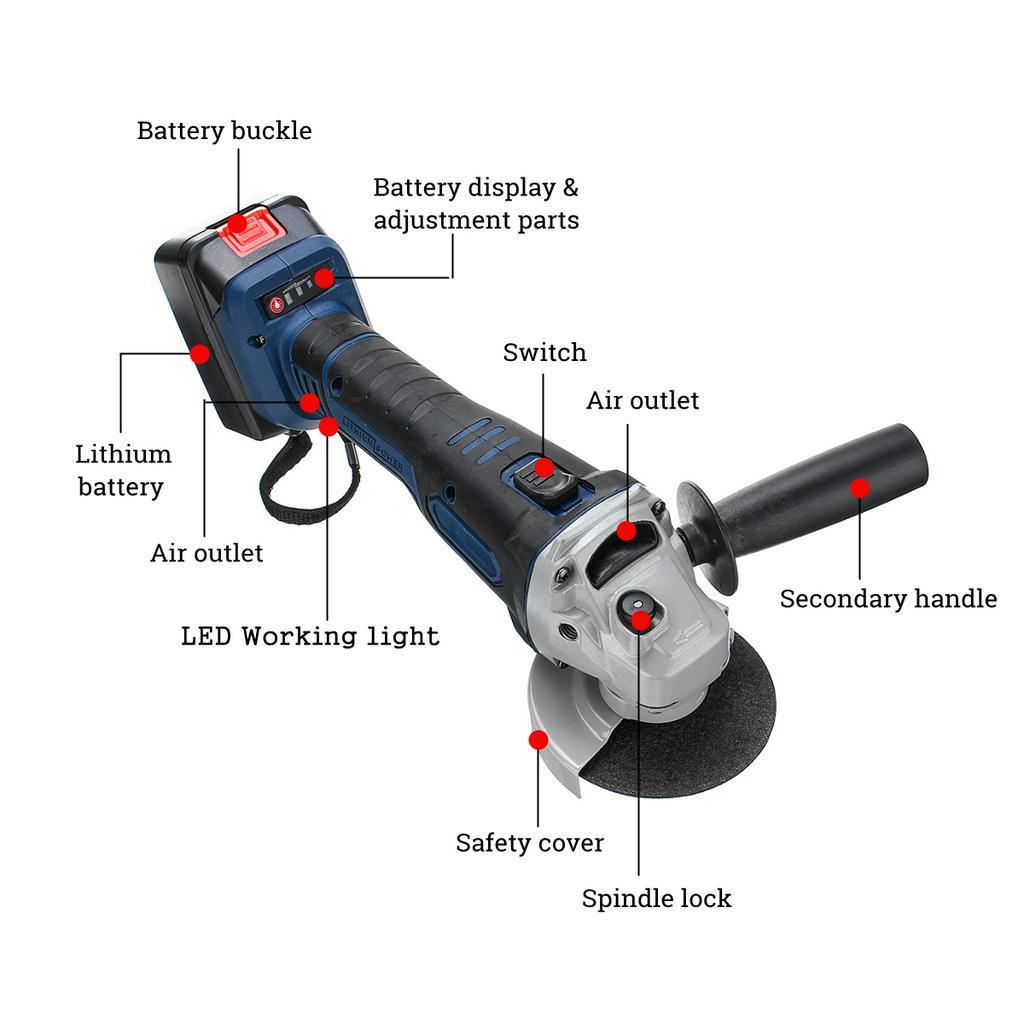 29800ma 218vf Cordless Brushless Electric Angle Grinder Polishing Grinding Cutting Machine 3 In 1 Power Cutting Tool
