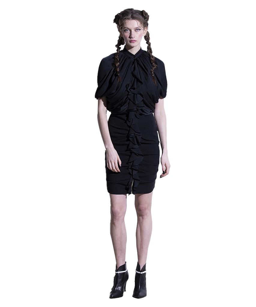 Greedius Black Ruffle Dress