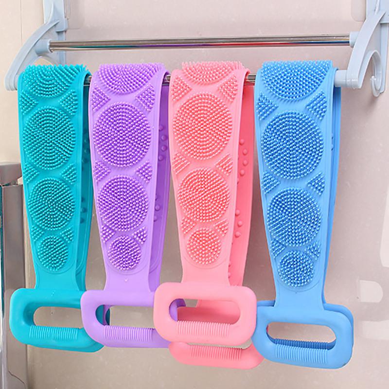 Силиконовые щетки для ванной комнаты, пояс для ванны, растирающий спину, грязевой пилинг, отшелушивающий двойной боковой массаж, скруббер для душа, кожи, чистое полотенце