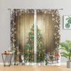 2 Pieces, Christmas Tree Snowflake Wood Curtain -30% Blackout - Suitable for Living Room, Bedroom, Kitchen, Home Decoration