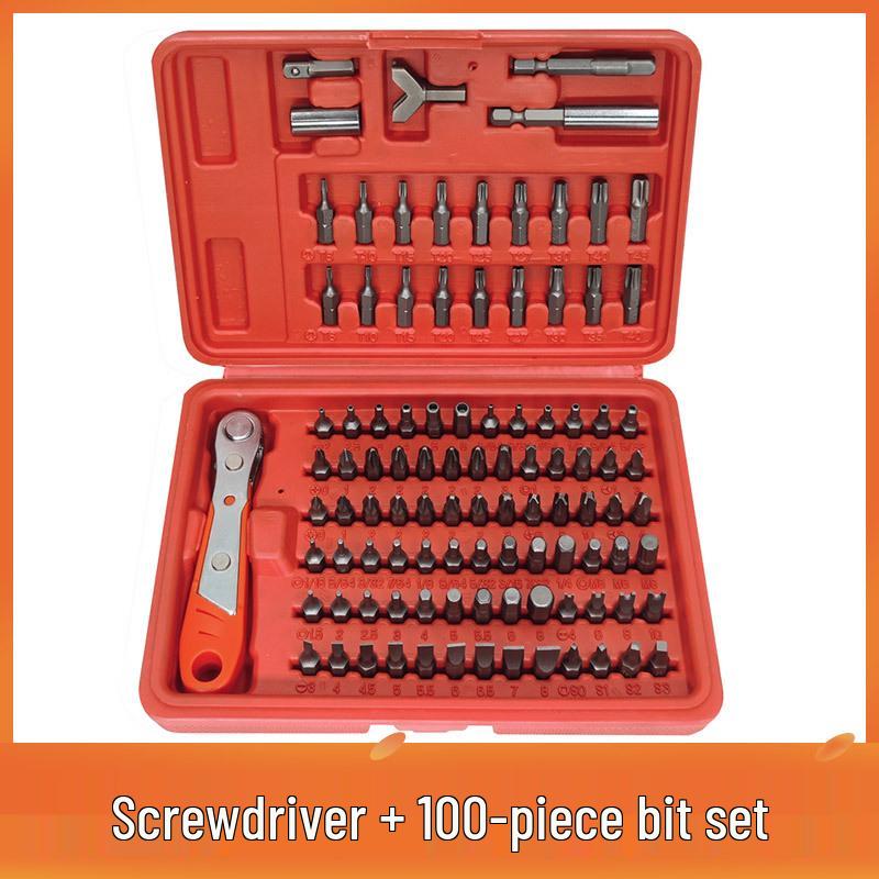 36-Tooth Ratchet Screwdriver and Bit Socket Set with L-Shaped Wrench for Household Repairs
