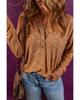 Azura Exchange Mustard Rib Knit Drop Shoulder Long Sleeve Henley Top