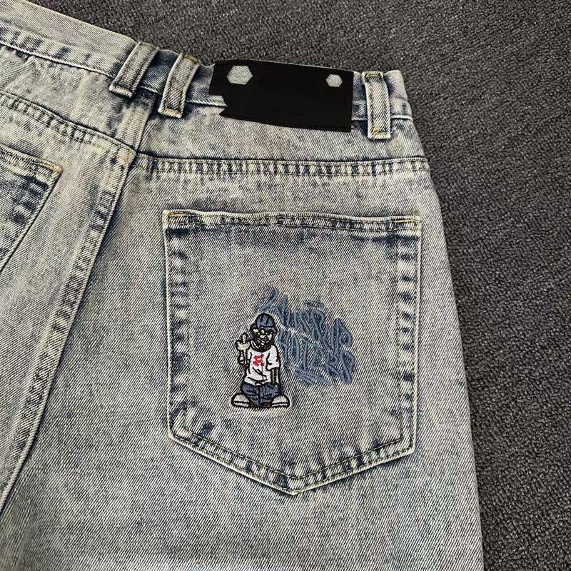 ZYLLO Новая Ретро Мода Y2K Харадзюку Хип-хоп Джинсовые Шорты Уличный Дизайн Мужские
