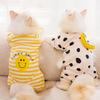 Pet Striped Jumpsuit Spring Autumn Medium Small Dog Clothes Sweet Pajamas Cute Cartoon Pattern Kitten Puppy Shirt