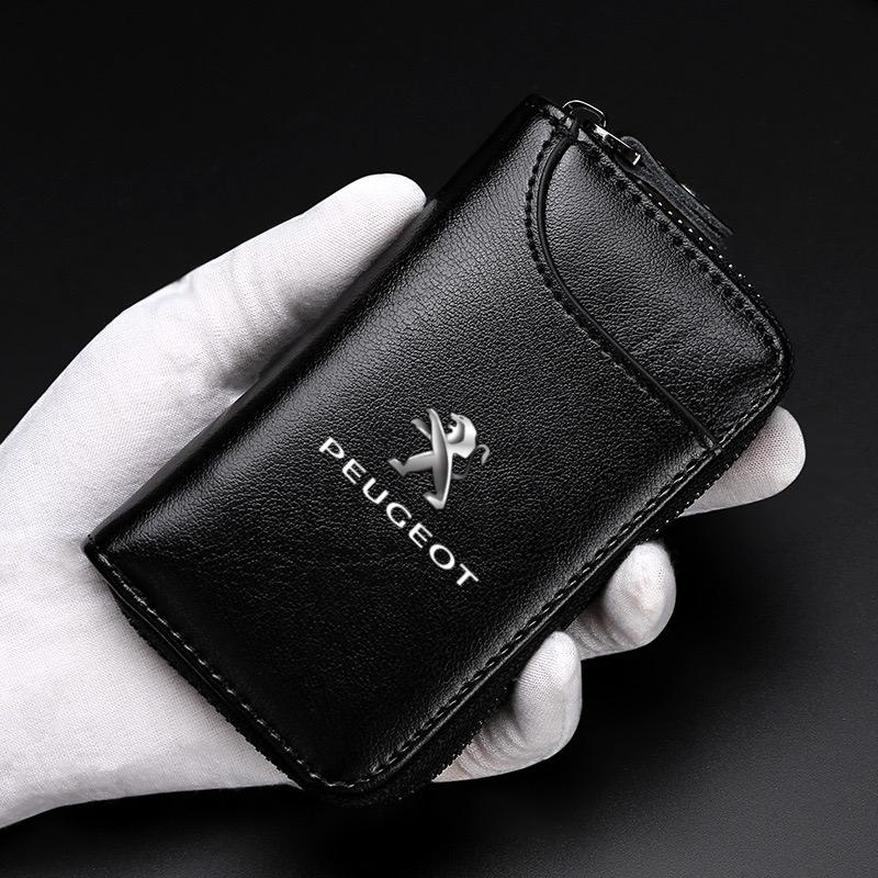 Genuine Leather KeyChain Multifunction Wallet Car Key Case Keys Pouch For Peugeot 208 207 308 206 307 407 2008 3008 5008 Rcz 508