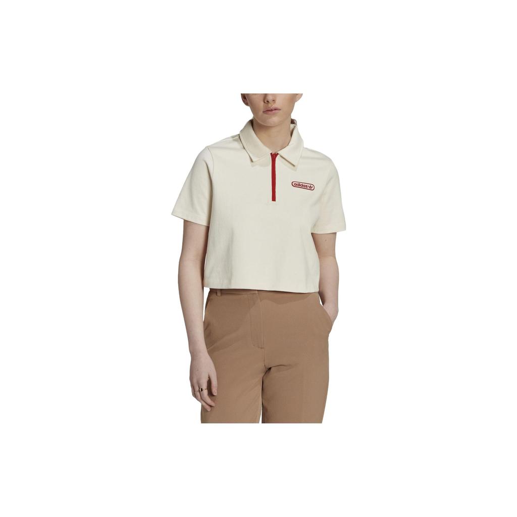 adidas Рубашка поло Originals Trefoil Logo Женские топы Белые HL6578