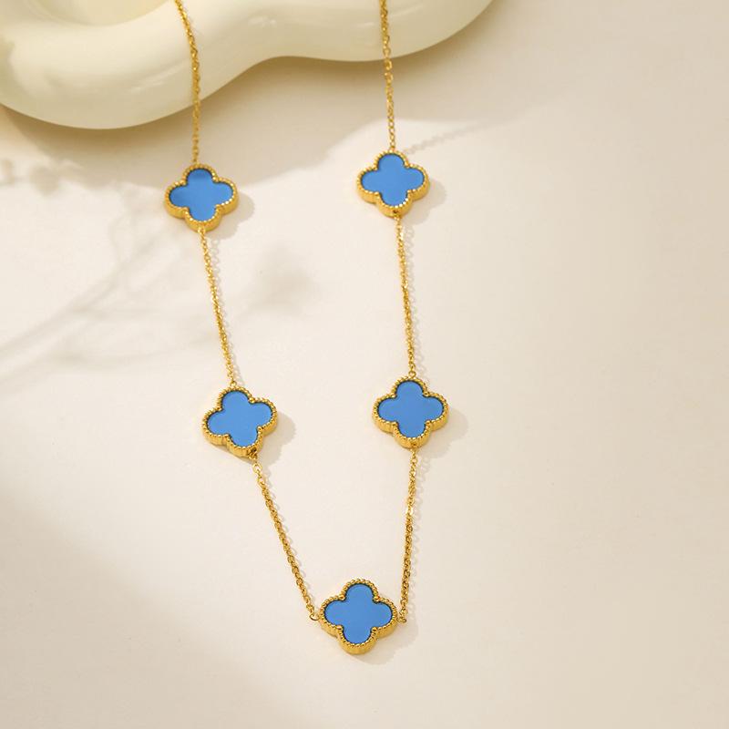 Four-leaf Clover, Five-flower Double-sided Mother-in-law Necklace, Light Luxury High-end Clavicle Chain Niche