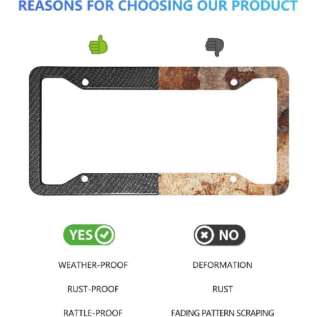 Рамки номерного знака из углеродного волокна - Алюминиевые передние и задние держатели для автомобильных номеров с черным карбоновым рисунком, 2 шт. с крепежным оборудованием, винтами, заглушками,