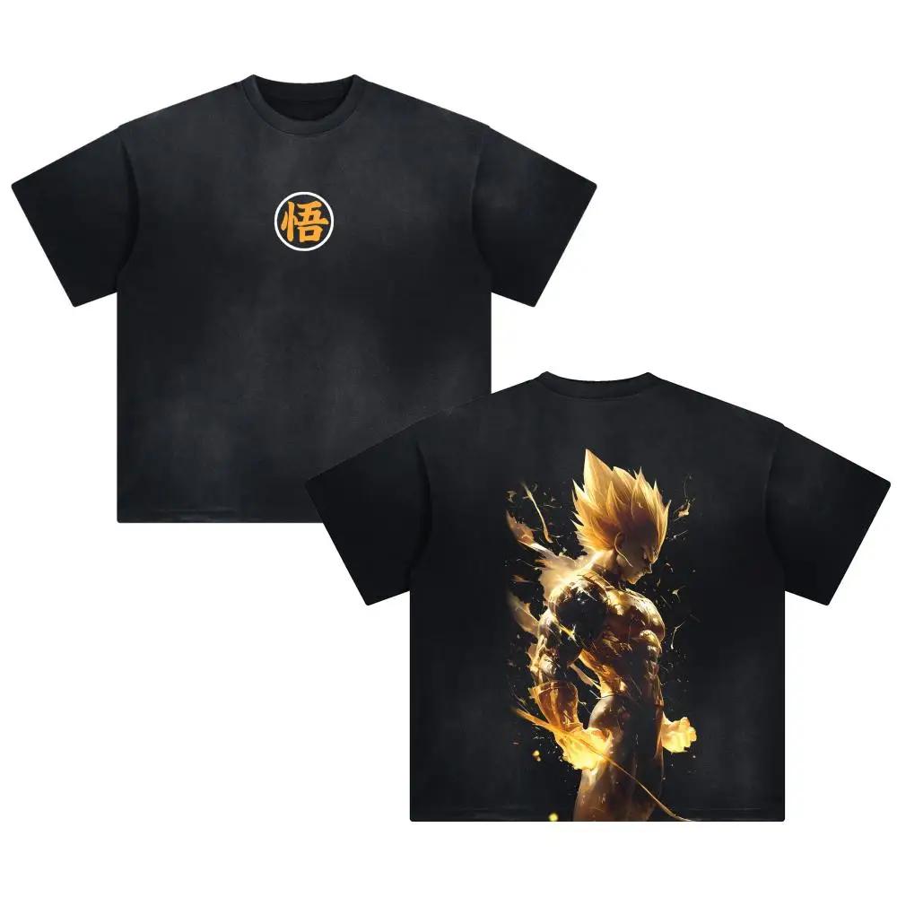 New Anime Dragon Ball Printed Tshirt Mens and Womens Washed Tshirt High Quality Vintage Cotton Tshirt Harajuku Tops