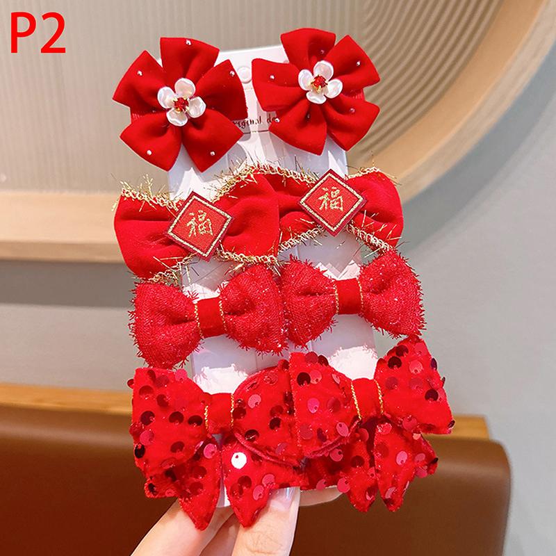 8 шт./компл. детские красные банты заколки для волос для девочек ручной работы ленты банты шпильки заколки год рождественские аксессуары для волос