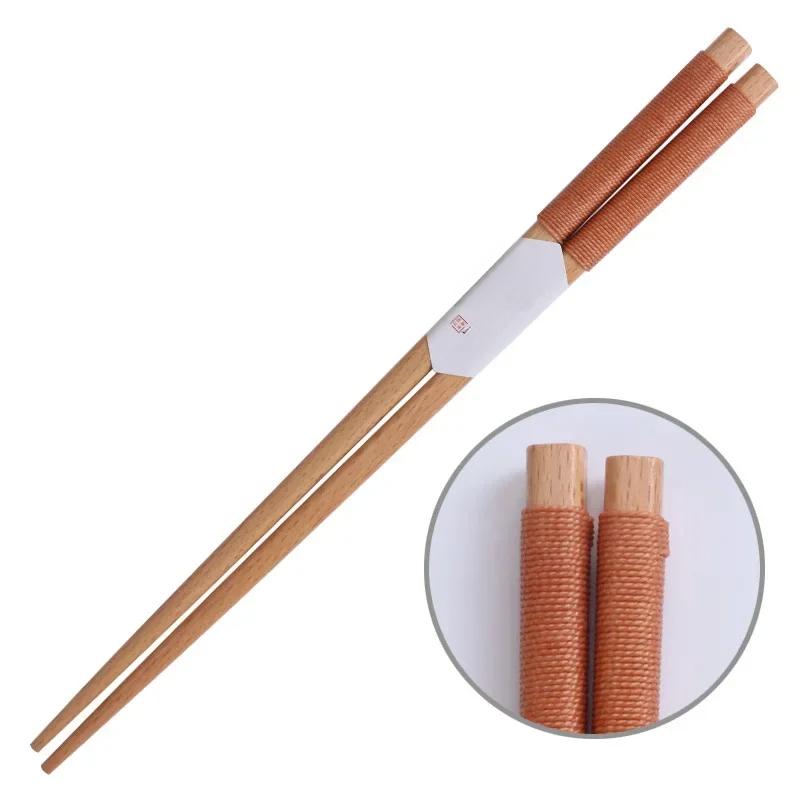 Handmade Japanese Natural Chestnut Wood Sushi Chopsticks Set Value Gift Sushi Chinese Food Tie Line